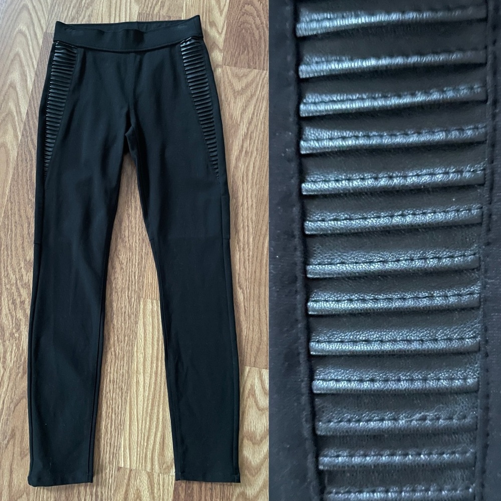 BAR III Faux Leather Trimmed Skinny Leg Pants Size Small